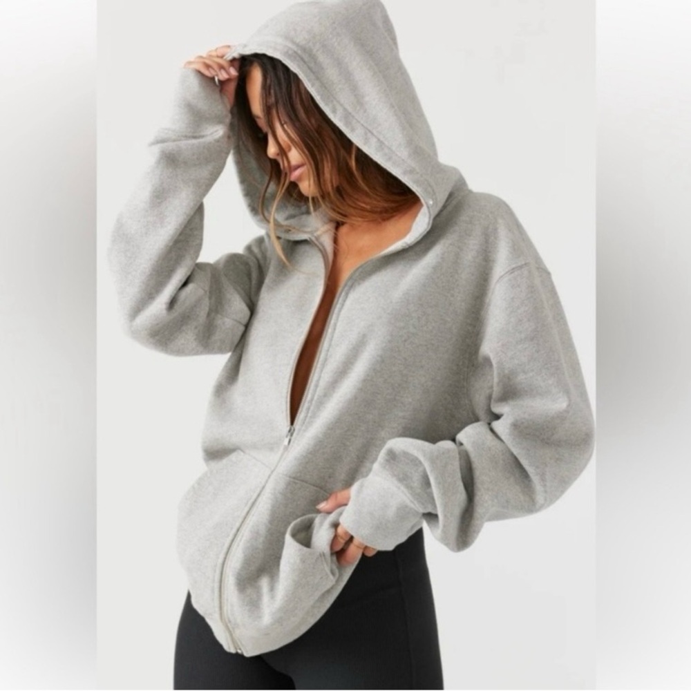 Joah brown zip hoodie one size